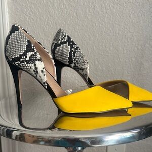 Mix No. 6 Yellow and Black Snakeskin Heels